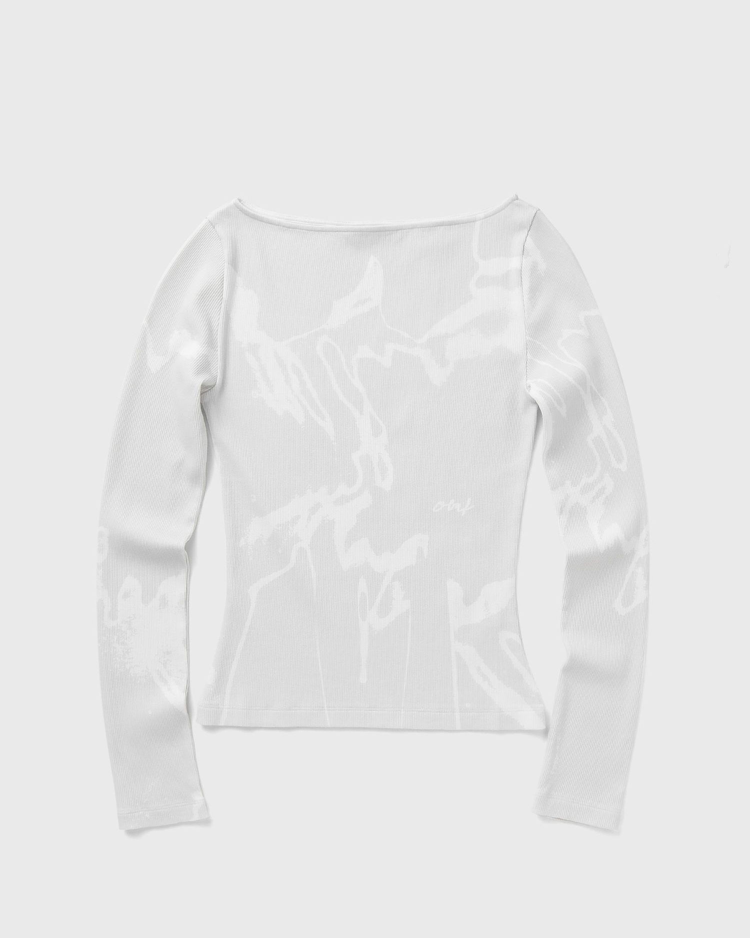 Тениски и потници ØLÅF Boat Neck Long Sleeve Top Бяло | W220113-CEMENT, 0