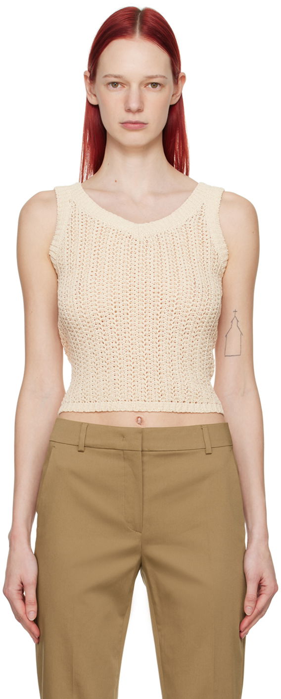 Пуловер Max Mara Max Mara Women's Arrigo Knitted Tank Top Бежово | 2411361032600