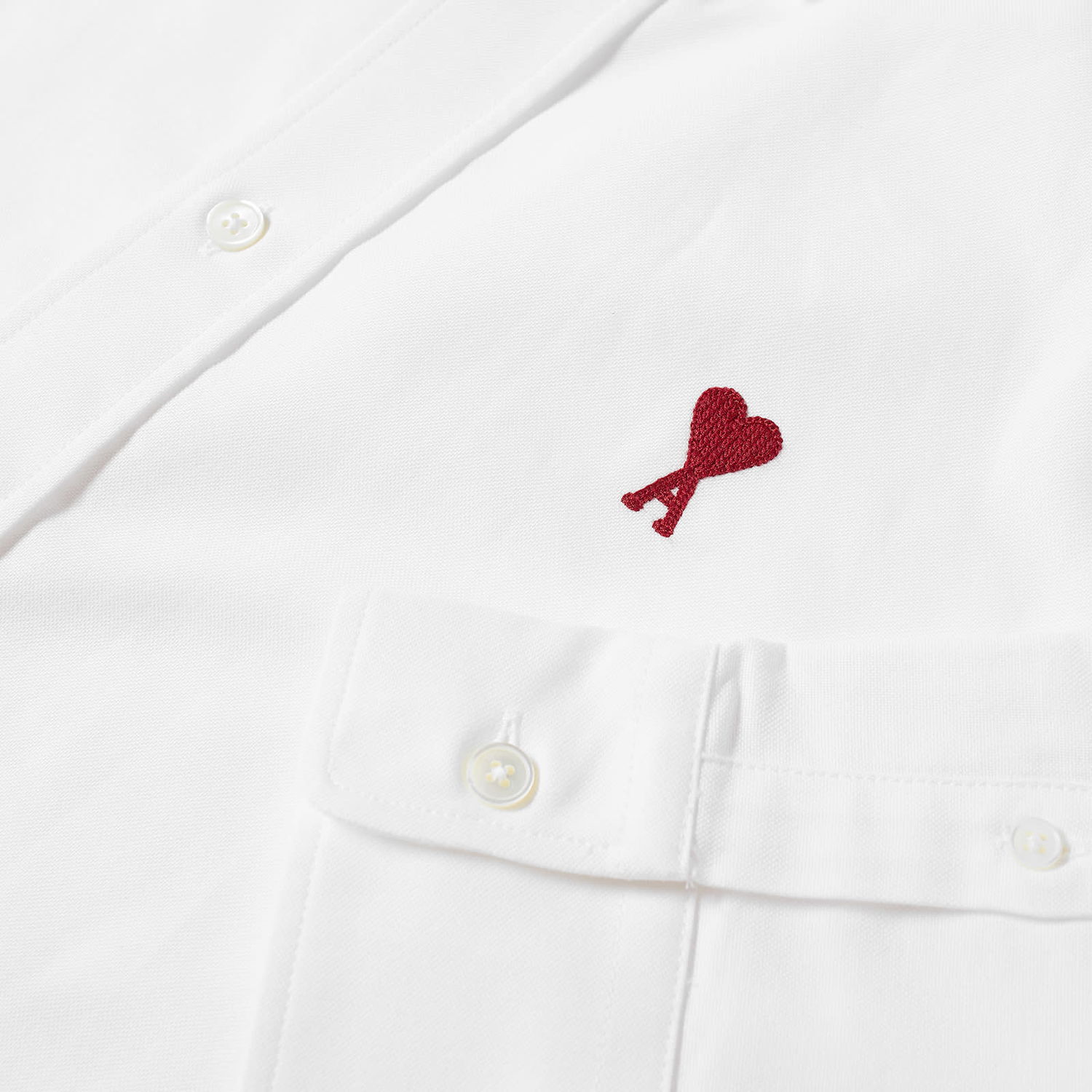 Риза AMI Button Down Logo Oxford Shirt Бяло | BFUSH130-CO0031-168, 1