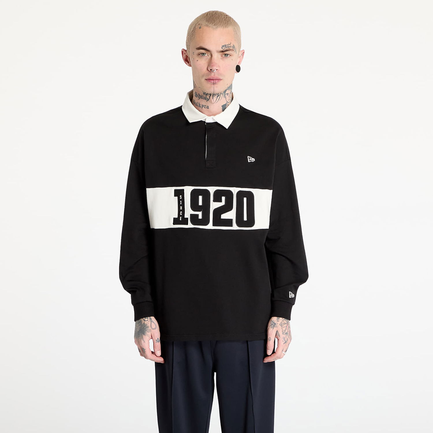 Поло тениска New Era New Era Drop Shoulder Rugby Shirt Черно | 60596285, 0