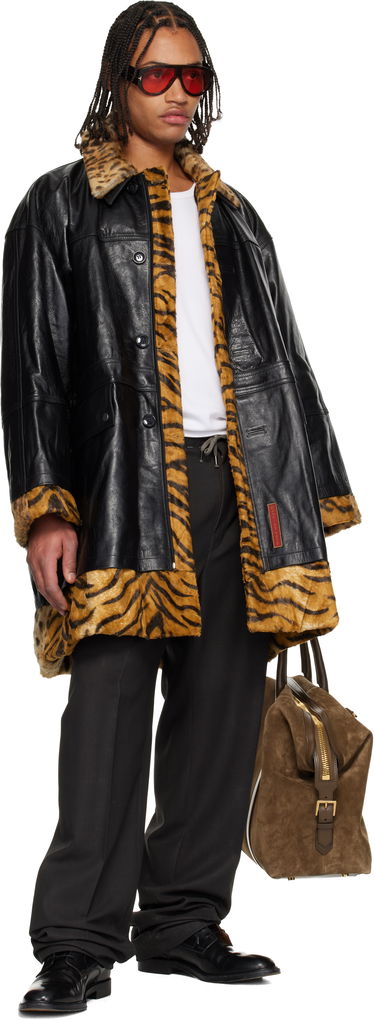 Палта Martine Rose Martine Rose Leopard and Tiger Print Reversible Leather Coat Черно | 567LP18001, 4