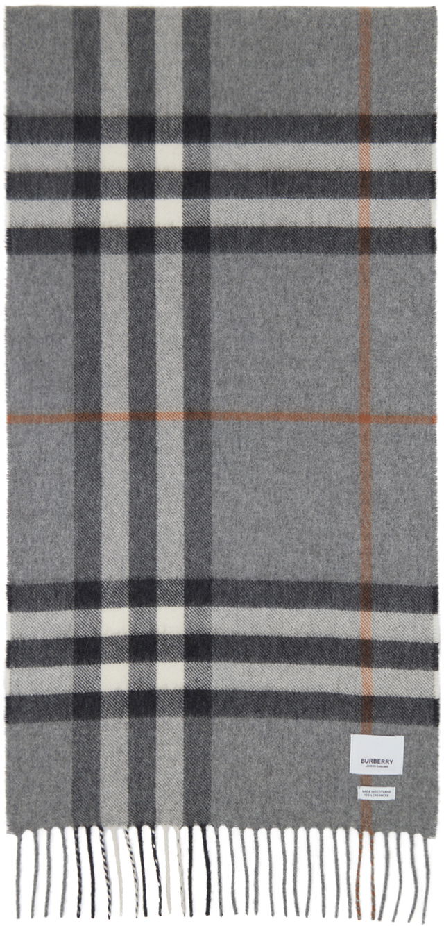 Шал Burberry Check Scarf Gray Сиво | 8016395, 1