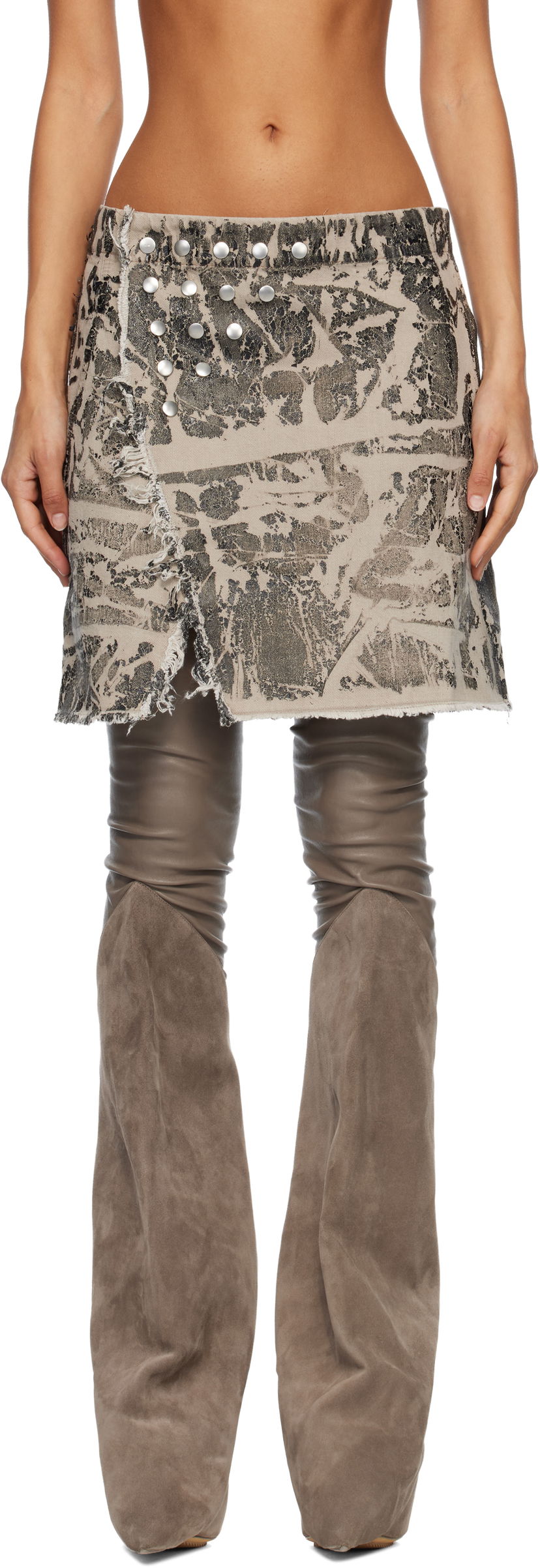 Пола Rick Owens Concordians Sisynap Studded Distressed Miniskirt Многоцветен | DS02E7329 DWF
