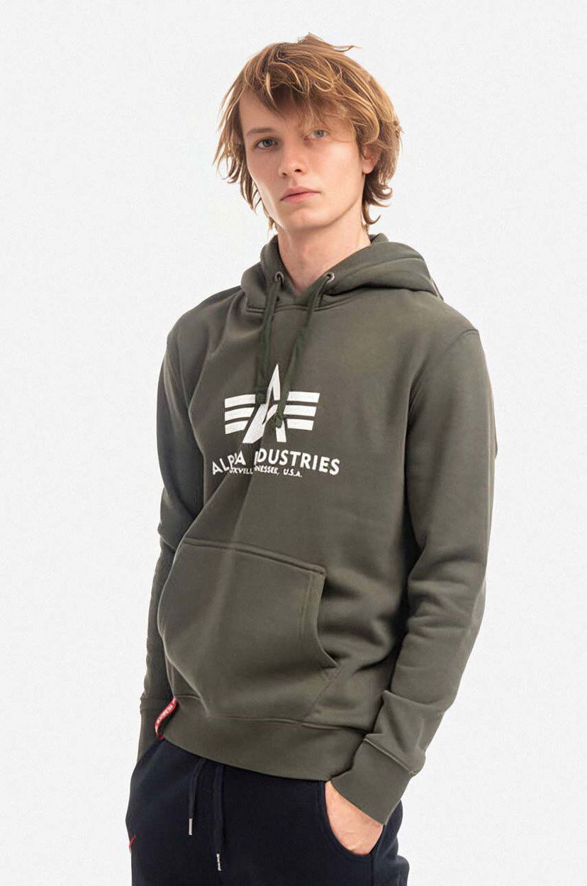 Суитчър Alpha Industries Basic Hoodie With Print Зелено | 178312.142