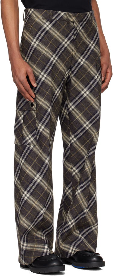 Карго панталони Burberry Burberry Check Wool Tailored Cargo Pants Кафяво | 8102488, 1