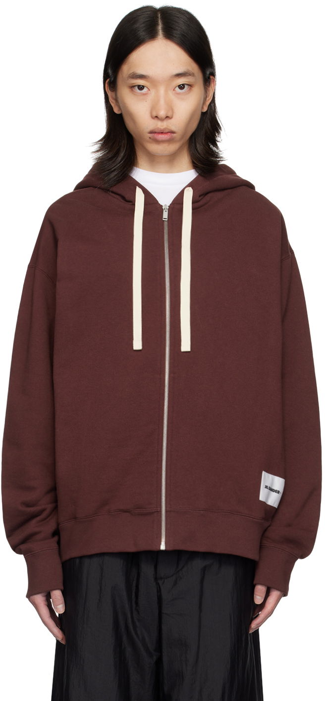 Суитчър Jil Sander Jil Sander Logo Patch Zip Hoodie Кафяво | J47HG0101_J20039, 0