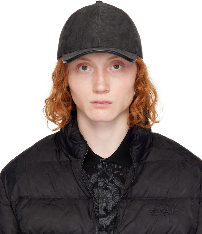 Шапка с козирка Versace Gray Barocco Jacquard Baseball Cap Черно | 1012214_1A09888