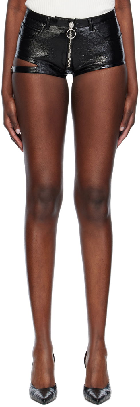 Къси панталони Courrèges Vinyl Pin-Buckle Shorts Черно | 124CSH035VY0014, 0
