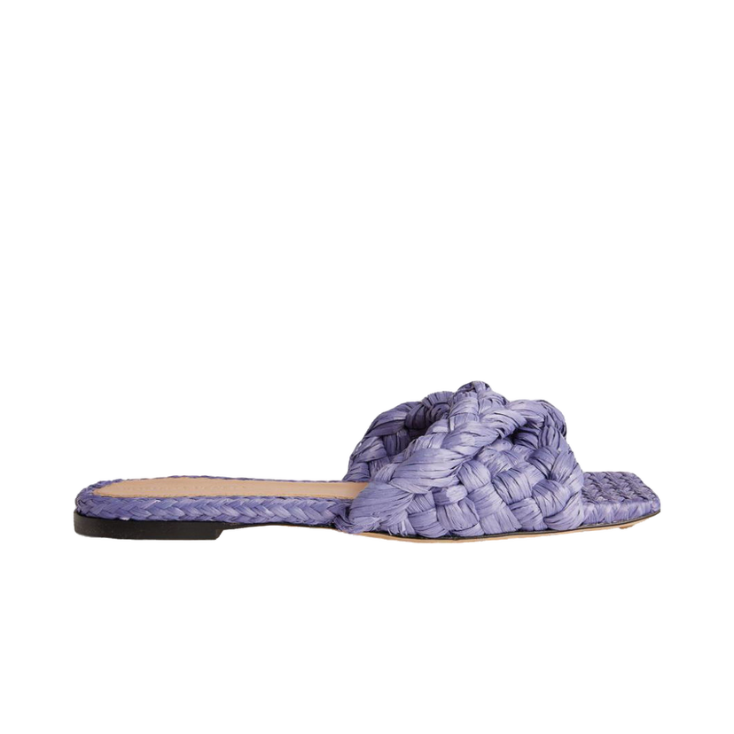 Кецове и обувки Bottega Veneta Raffia Stretch Flat Sandals Лилаво | 651860V0GM05176