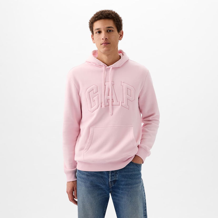 Суитчър GAP Pullover Puff Logo Hoodie Light Peony Розово | 890126-00