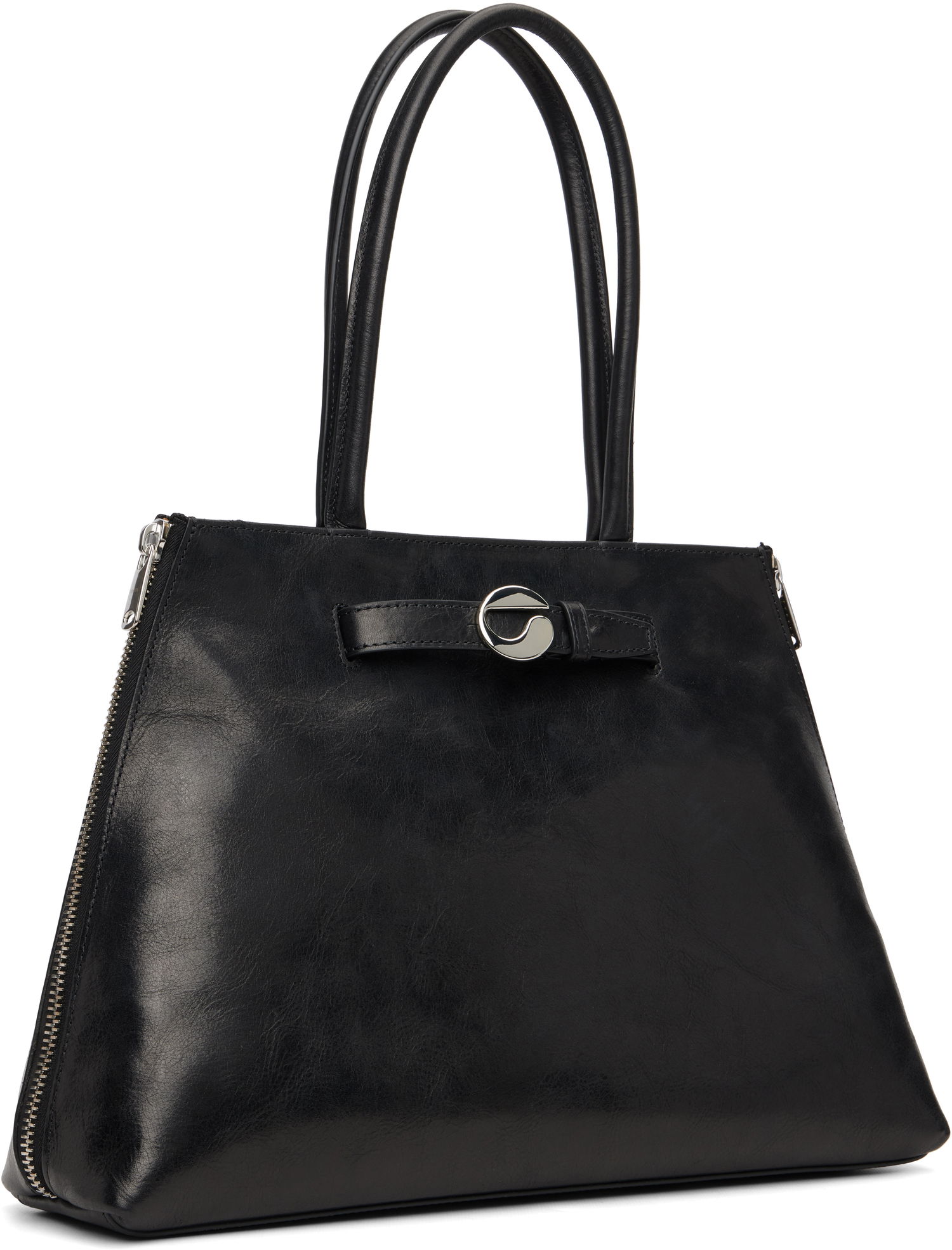 Дамска чанта Coperni Top Handle Data Bag with Metallic Clasp Черно | COPBA121F6064, 1