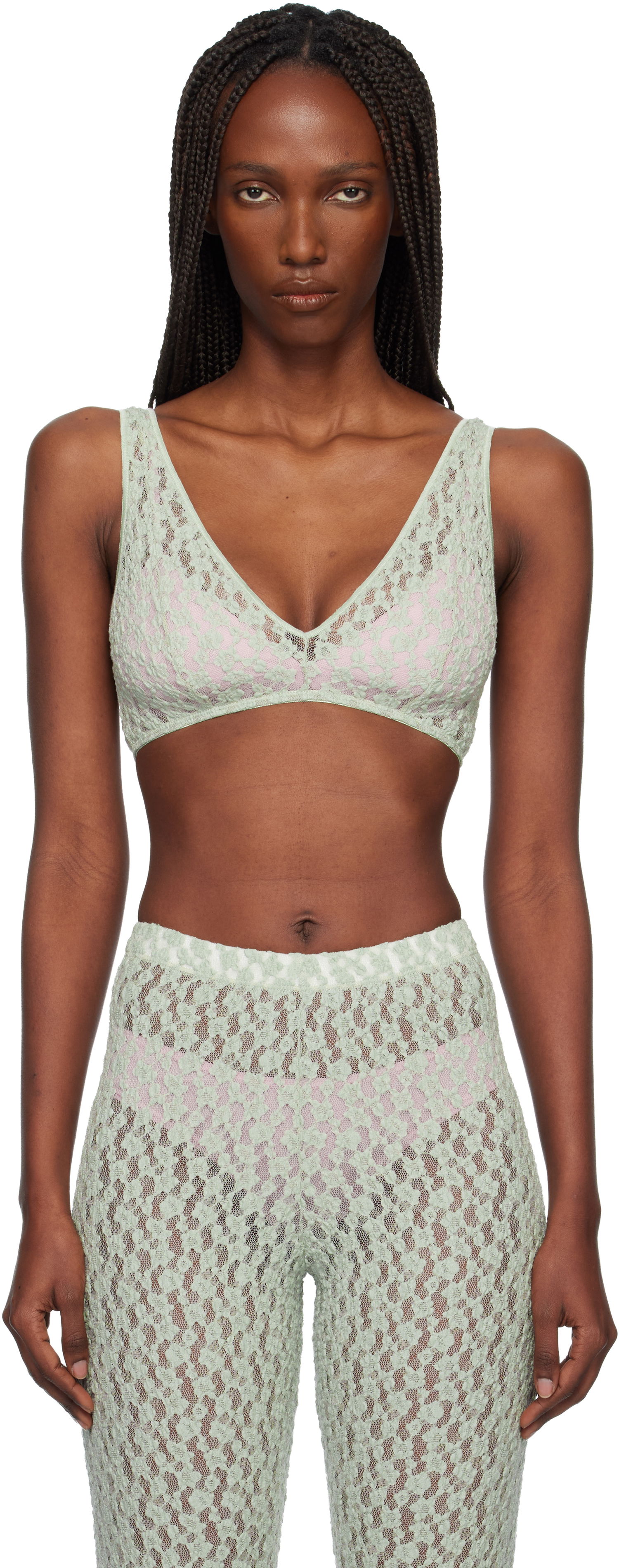 Сутиен Baserange Crescent Lace Bralette Зелено | BRCR-LA-WI25, 0