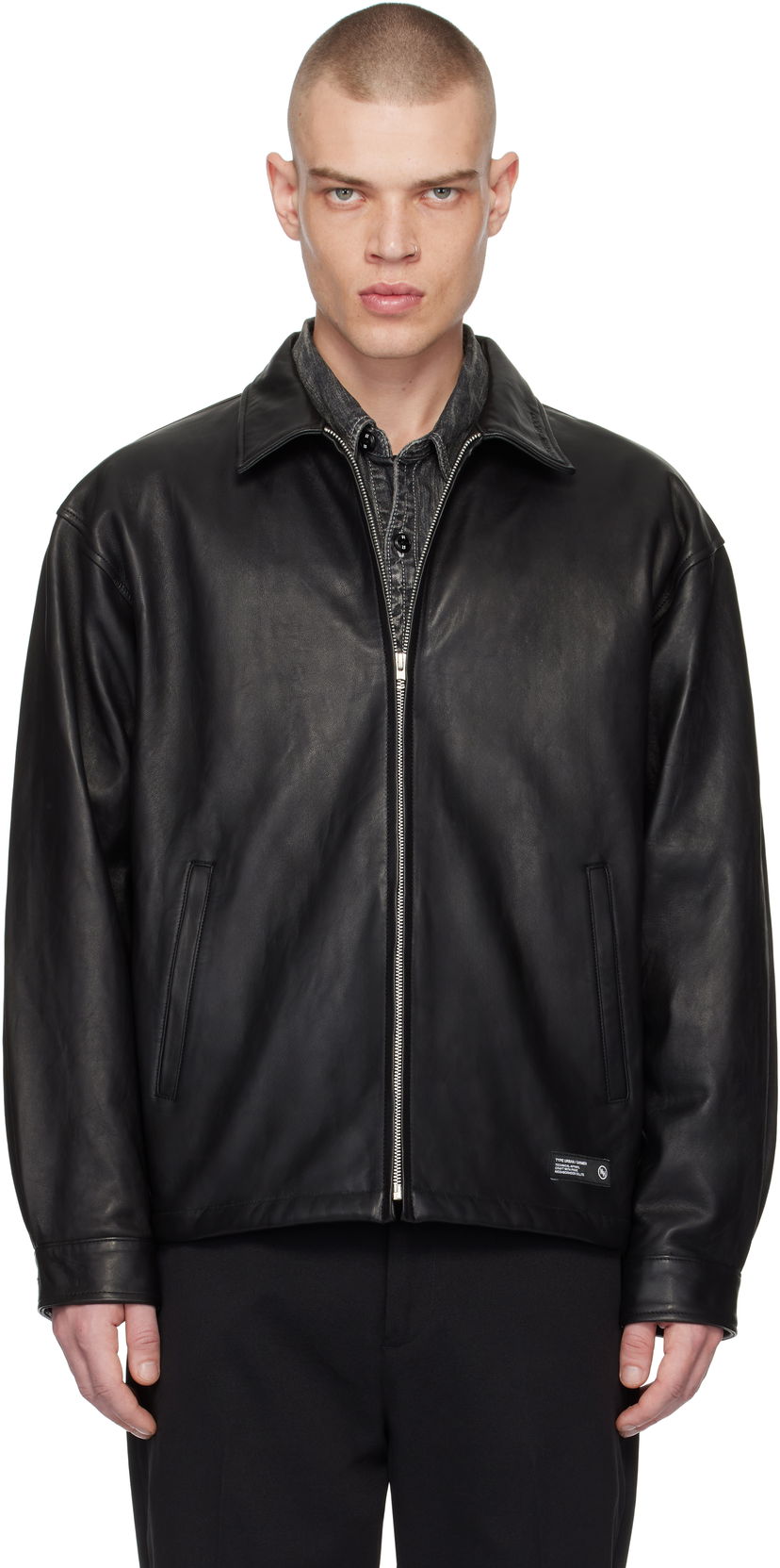 Яке Neighborhood Zip Work Leather Jacket Черно | 242SZNH-JKM01