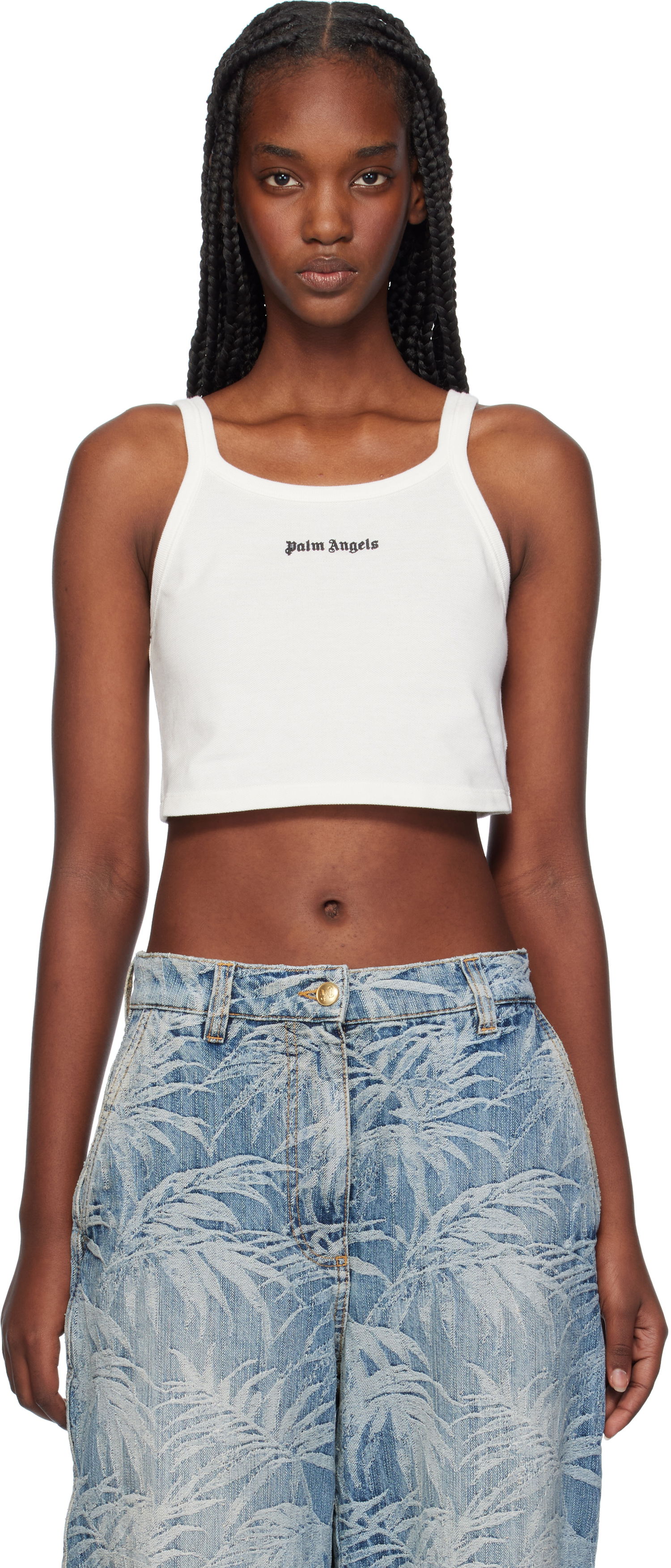 Потник Palm Angels Logo Tank Top Бяло | PWAD060C99FAB0020310, 0