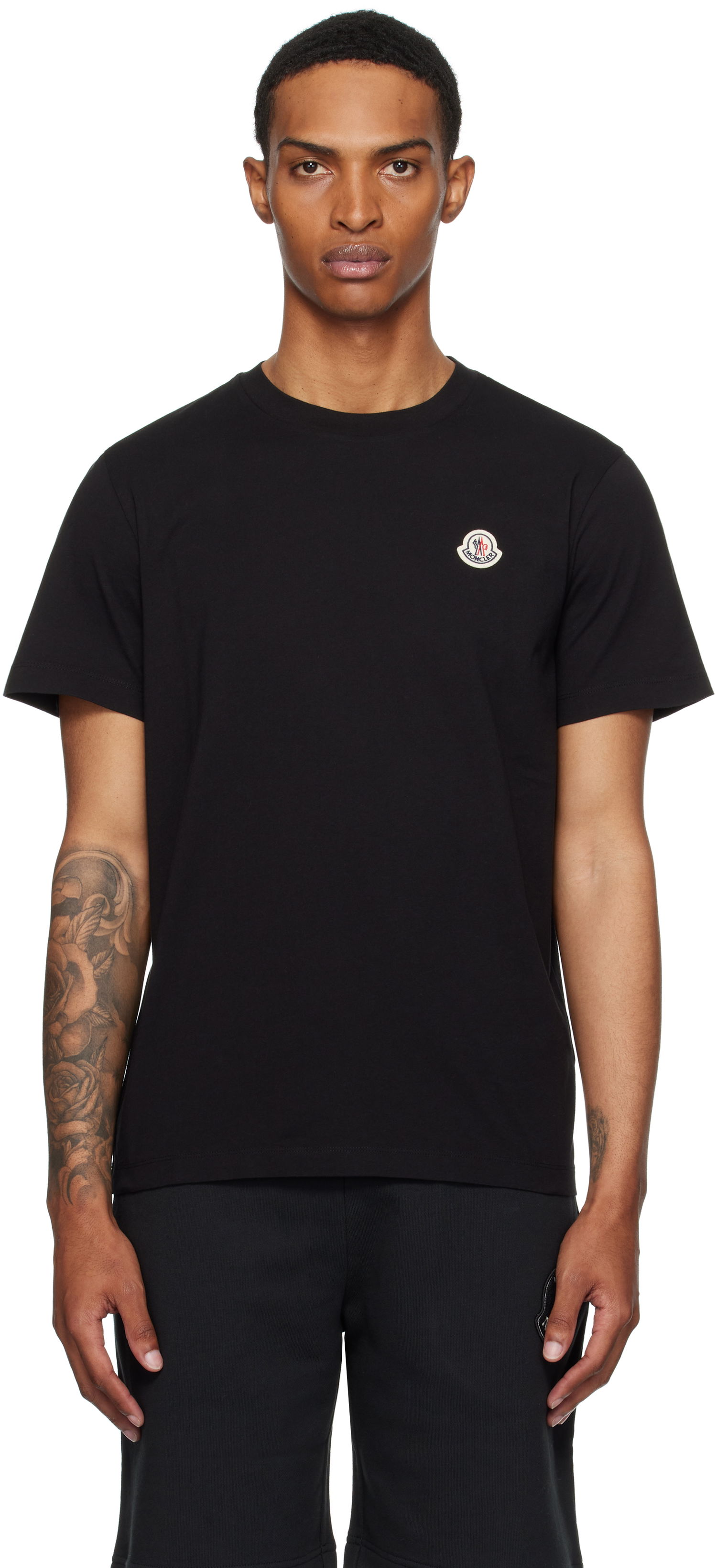 Тениска Moncler Moncler Logo Patch Cotton T-Shirt Черно | K20918C00033829H8, 0