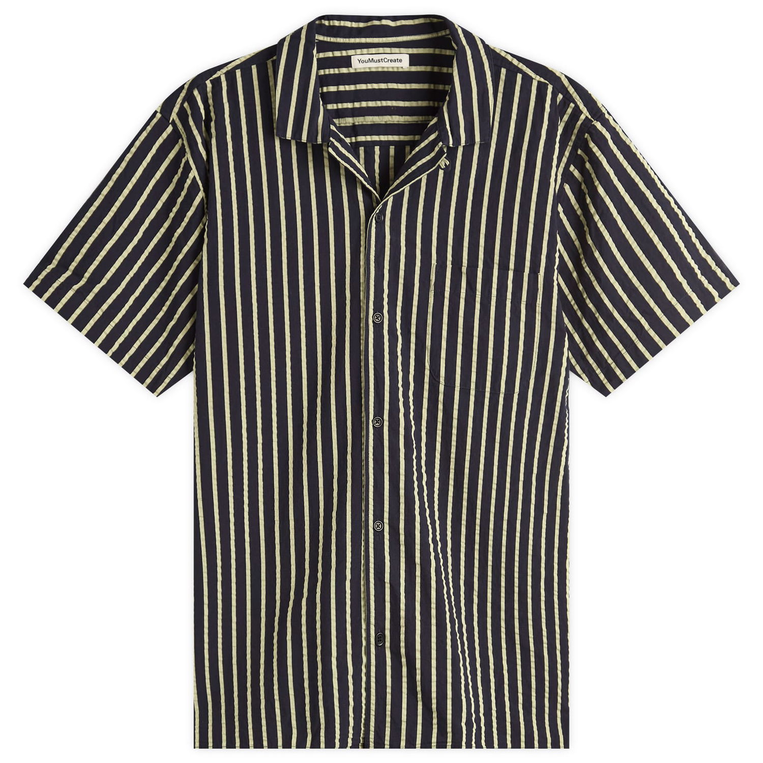 Риза YMC YMC Malick Seersucker Stripe Vacation Shirt, Size Large Тъмно синьо | P2YMG-40, 0