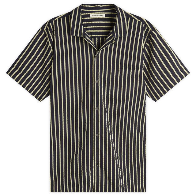 YMC Malick Seersucker Stripe Vacation Shirt, Size Large