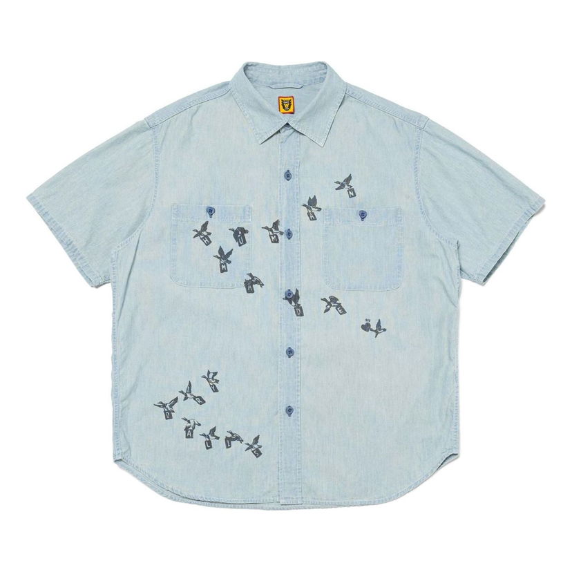 Риза Human Made HUMAN MADE Bird Print Chambray Shirt Синьо | HM27SH019