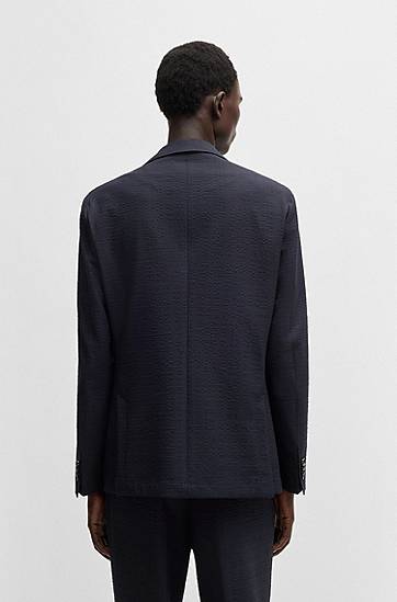 Яке BOSS Slim Fit Stretch Seersucker Blazer Тъмно синьо | 50540784, 1