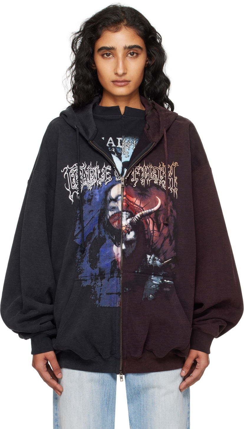 Суитчър VETEMENTS Vetements Cradle of Filth Oversized Zip-Up Hoodie Черно | UCF76ZU900BR