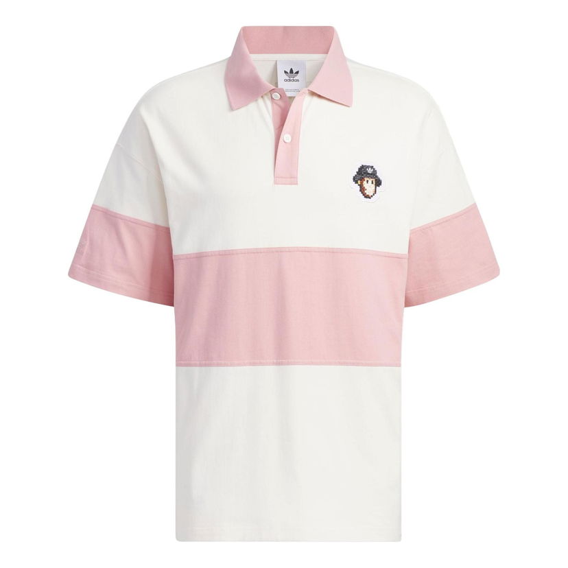 Поло тениска adidas Originals Originals x Monkey Kingdom Short Sleeve Polo Розово | IP1800