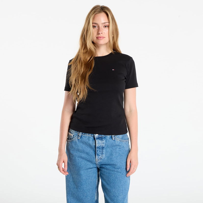 Тениска Tommy Hilfiger Tommy Hilfiger Slim Cody Short Sleeve T-Shirt Черно | WW0WW40587 BDS