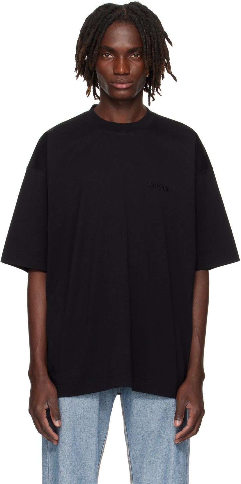 Тениска VETEMENTS Logo Oversized T-shirt Черно | UH76TR100B