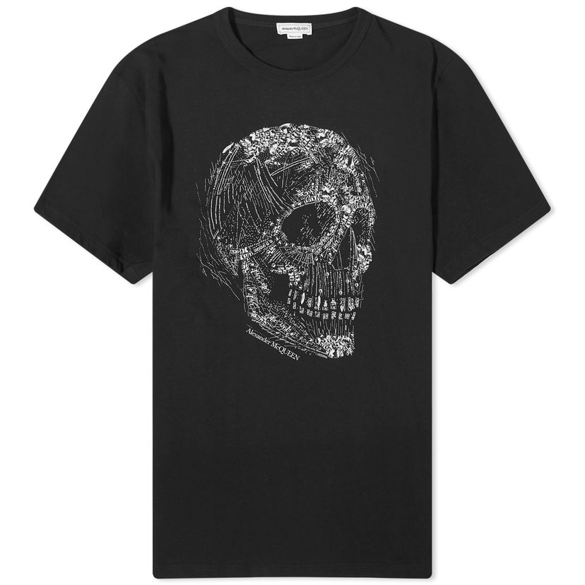 Тениска Alexander McQueen Crystal Skull Print T-Shirt Черно | 776288QTAAH-0520