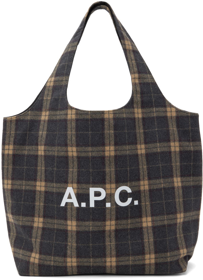 Голяма пазарска чанта A.P.C. A.P.C. Ninon Small Plaid Tote Кафяво | WOARS-M61565, 0