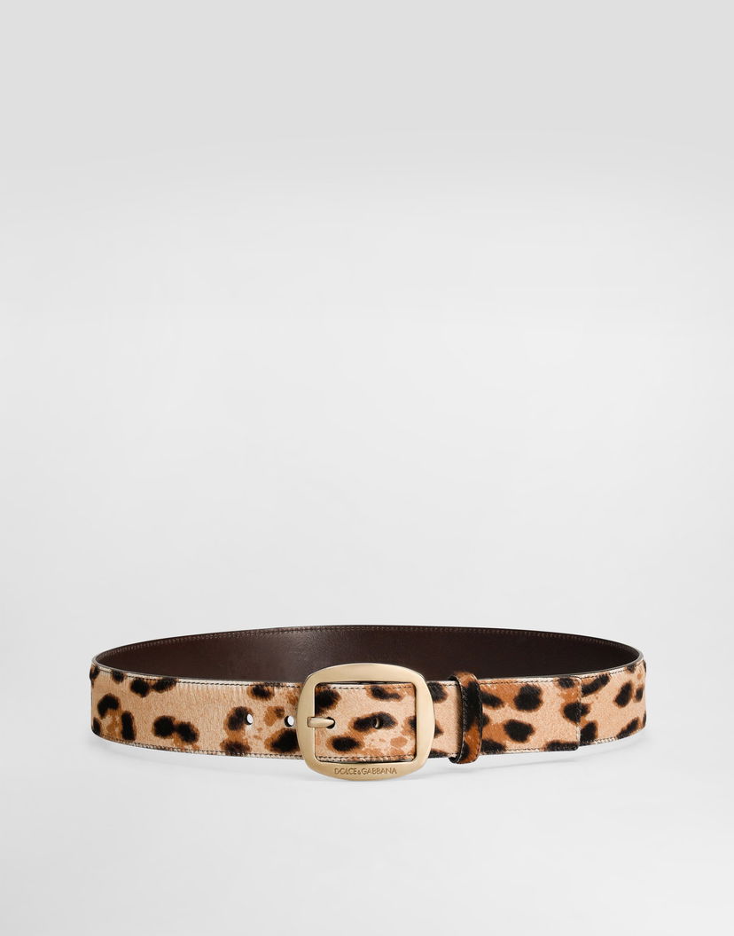 Колани Dolce & Gabbana Dolce & Gabbana Calf Hair Leopard Print Belt Бежово | BE4609AV769HK5JF