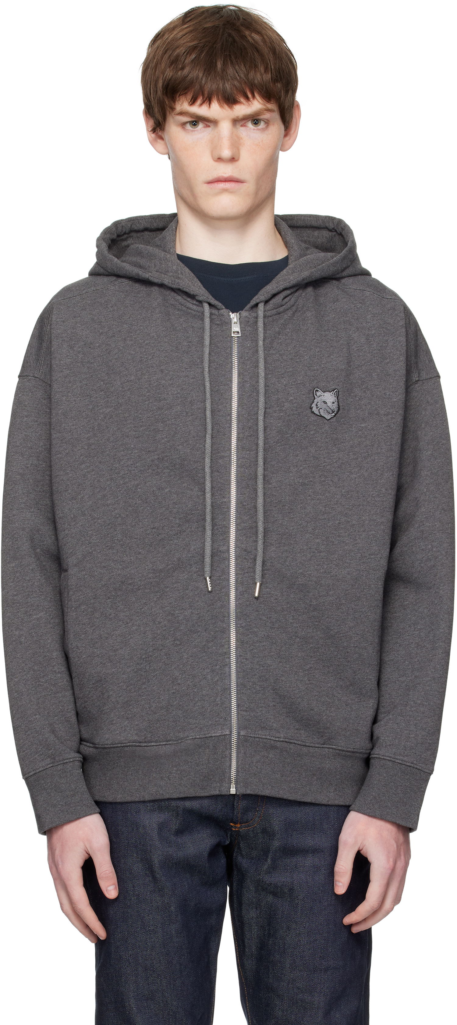 Суитчър MAISON KITSUNÉ Kitsuné Fox Head Patch Oversize Fullzip Hoodie Сиво | PM02138KM0340, 0