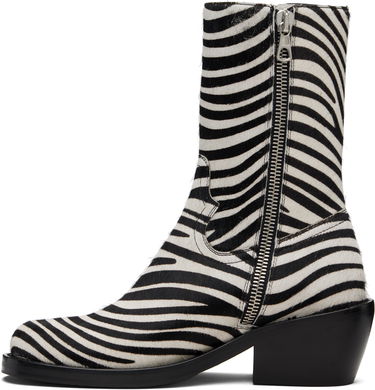 Кецове и обувки Dries Van Noten Dries Van Noten Zip Zebra Print Haircalf Boots Многоцветен | 252-021707-302, 2
