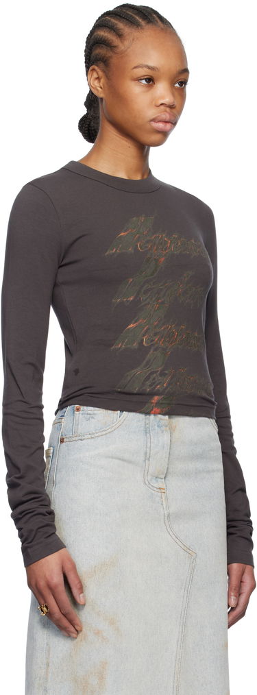 Тениска We11done We11done Spark Graphic Long Sleeve T-Shirt Кафяво | WD-TT0-25-750-W-CH, 1