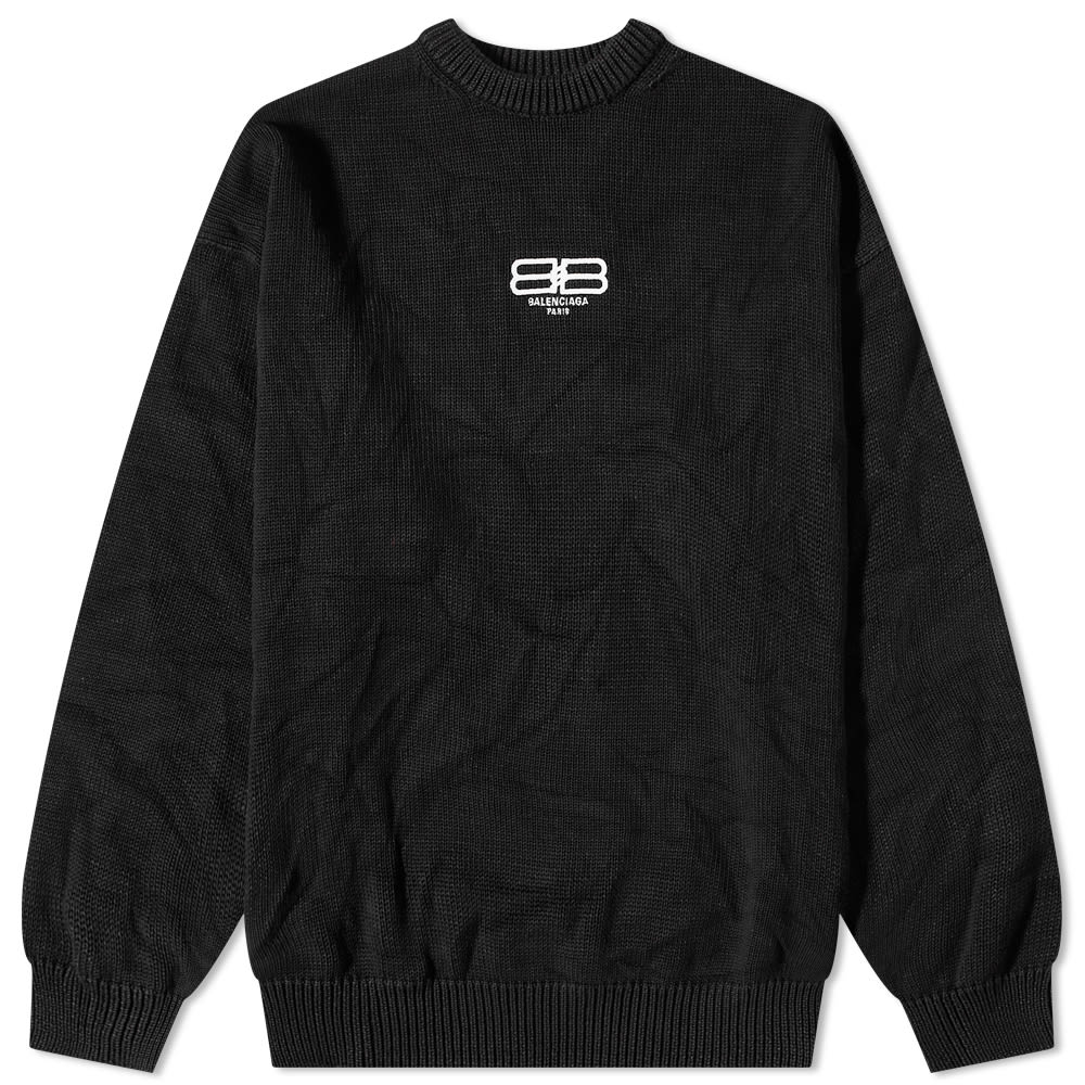 Пуловер Balenciaga Embroidered BB Logo Crew Knit Черно | 696226-T3252-1000, 0
