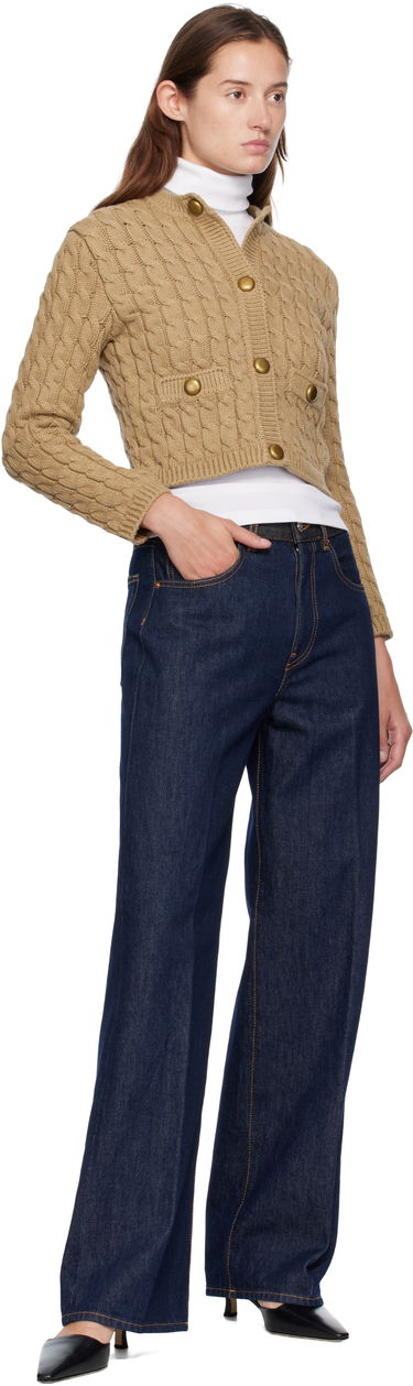 Пуловер Moncler Moncler Cotton Blend Knit Cropped Cardigan Бежово | 0939B00004M7105, 4