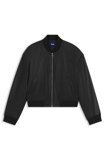 Яке бомбър BOSS Cropped Faux Leather Bomber Jacket Черно | 50542178, 0