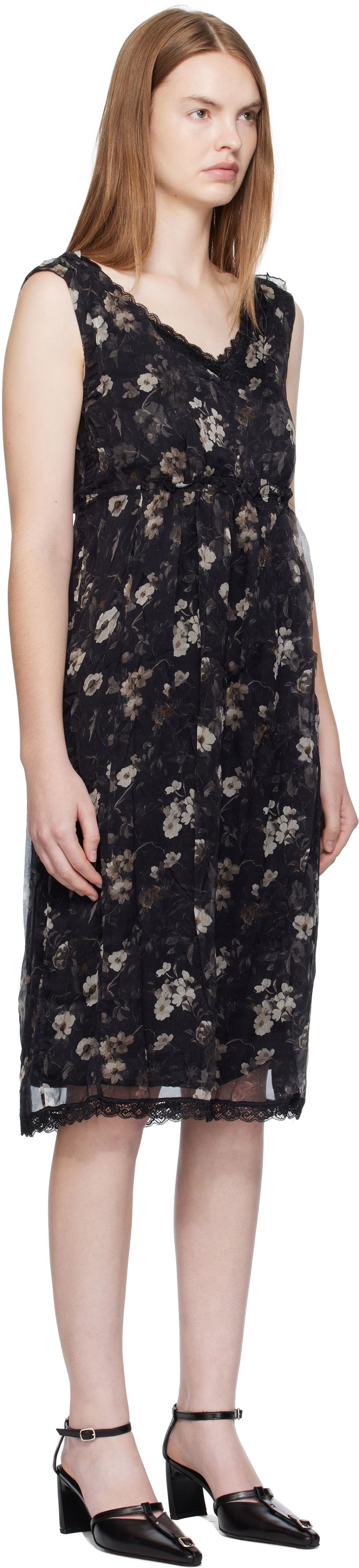 Pокля R13 R13 Sleeveless V-Neck Floral Midi Dress Черно | R13WR476-R589A, 1