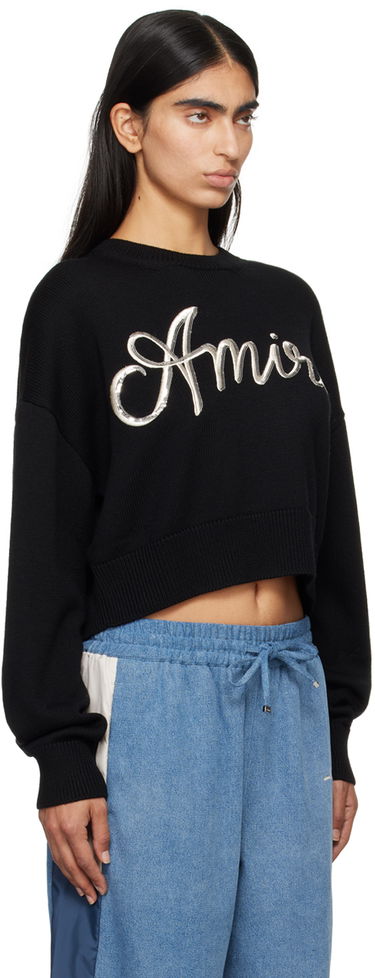 Пуловер AMIRI Amiri Swirl Cropped Sweater Черно | AWKNCW1011, 1