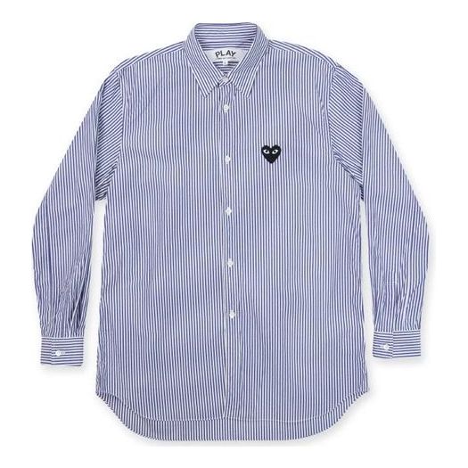 Риза Comme des Garçons Striped Button-Down Shirt With Emblem Синьо | AZ-B008-051-1, 0