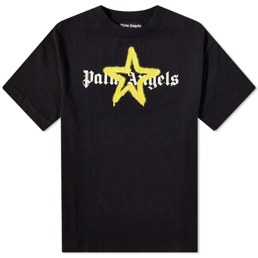 Тениска Palm Angels Star Sprayed Logo Tee Черно | PMAA001C99JER0241018, 0