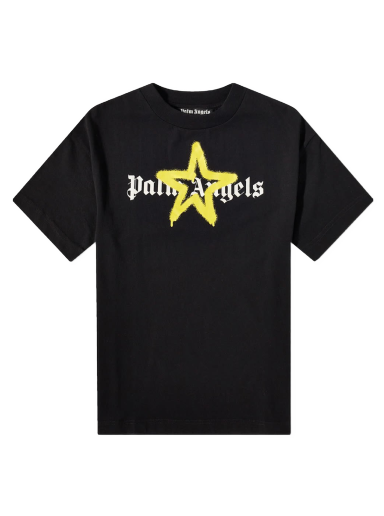 Тениска Palm Angels Star Sprayed Logo Tee Черно | PMAA001C99JER0241018