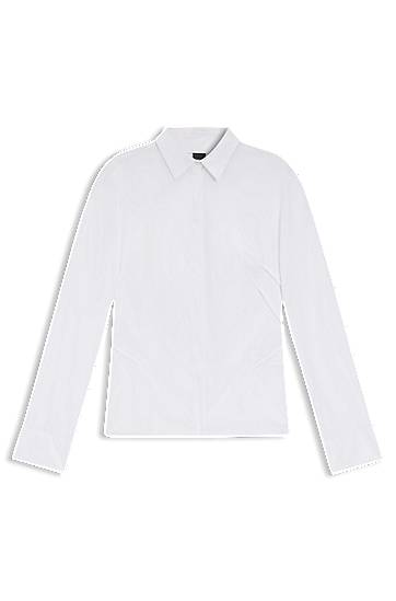 Риза BOSS Slim-fit blouse in easy-iron cotton-blend poplin Бяло | 50553701, 0