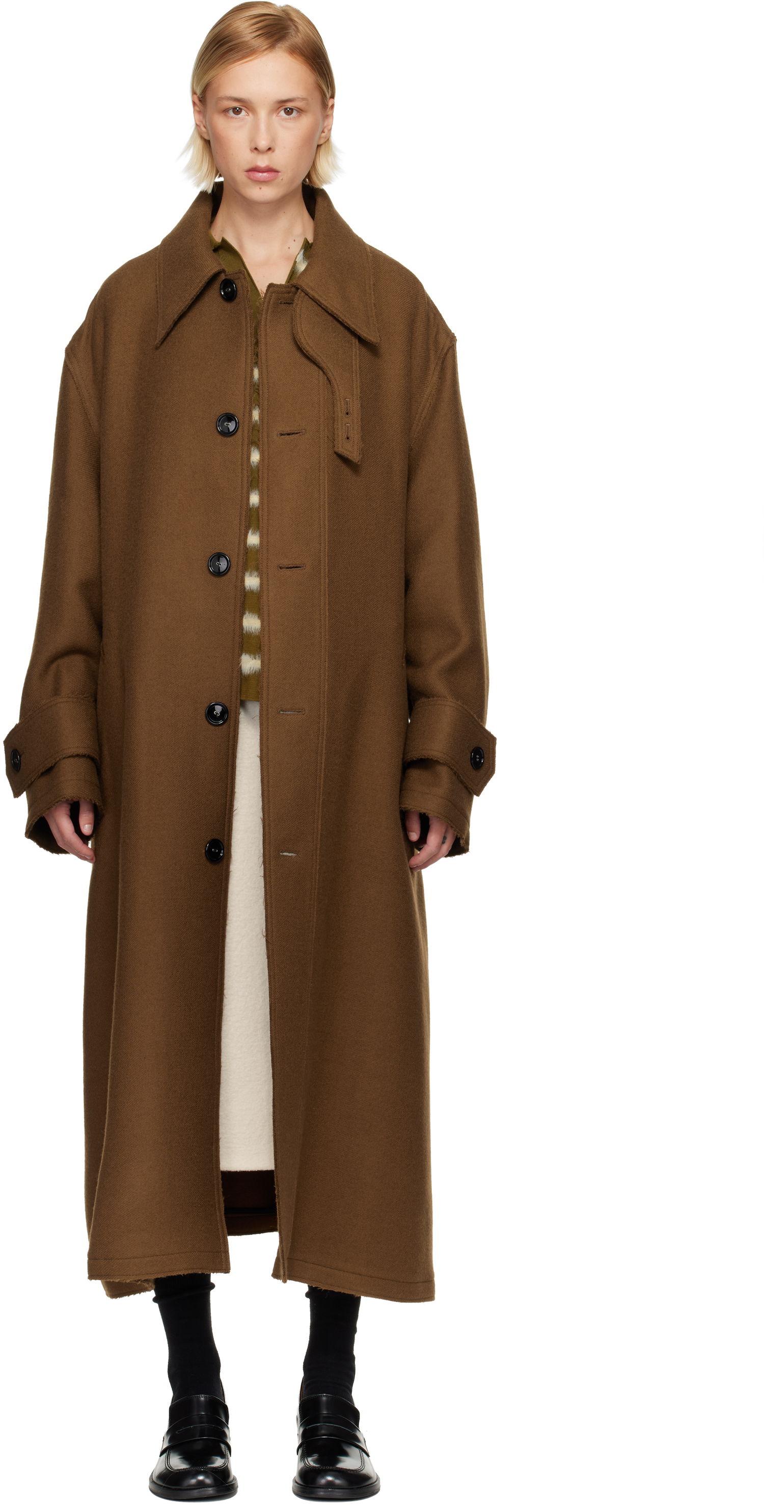 Палта AMI Wool Belted Mac Кафяво | H25UJK816.WV0078, 0