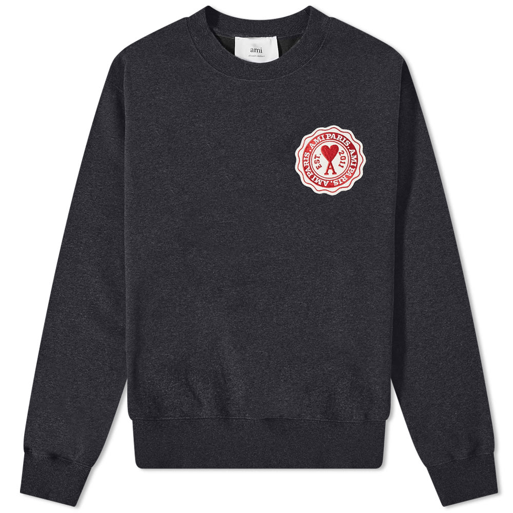 Суитчър AMI Paris Patch Crewneck Sweatshirt Черно | USW011-739-020, 0
