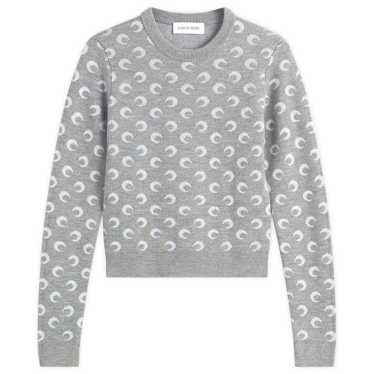 Пуловер Marine Serre Moon Jacquard Knit Fitted Crewneck Sweater Сиво | WTK014BCKNI0530-GR60, 1
