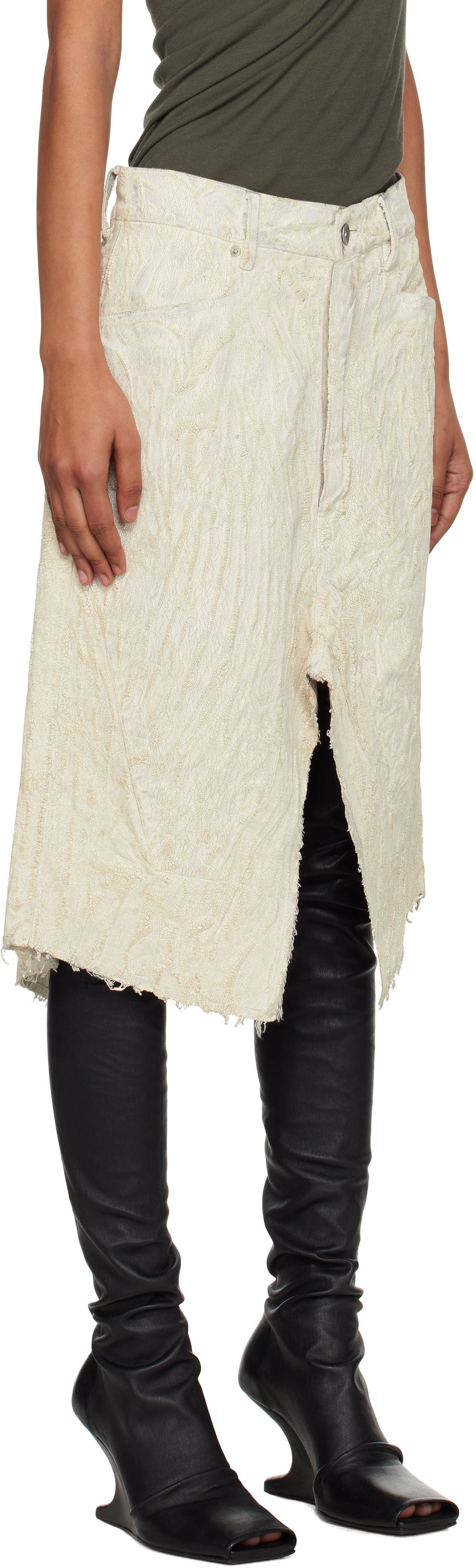 Пола Rick Owens Rick Owens Concordians Midi Skirt Бяло | RP02E4377 MMC, 1