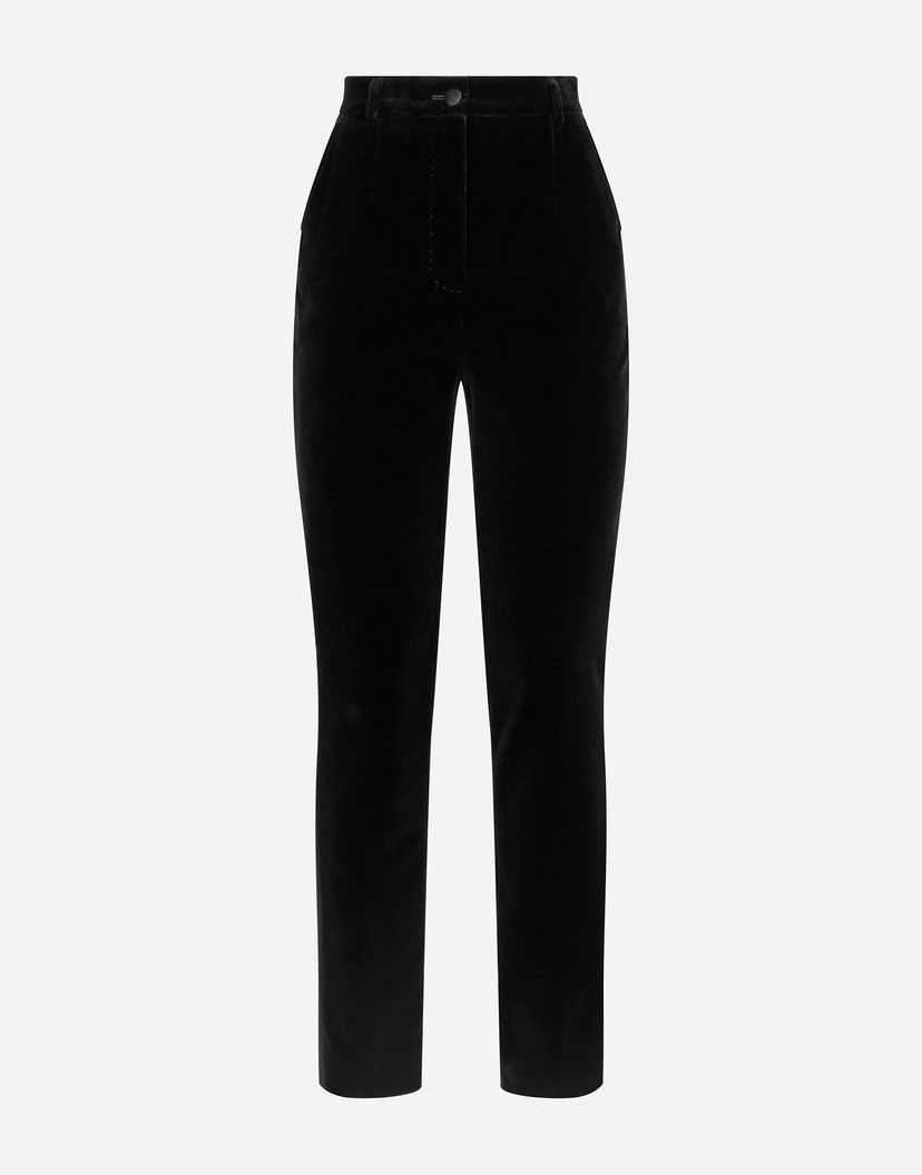 Панталони Dolce & Gabbana Velvet Tuxedo Pants Черно | FTC71TFUVG7N0000