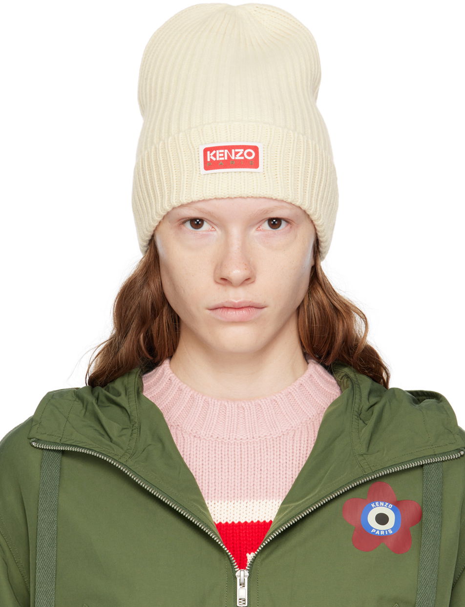 Шапка KENZO Paris Logo Beanie Бяло | FD68BU180KWA, 0