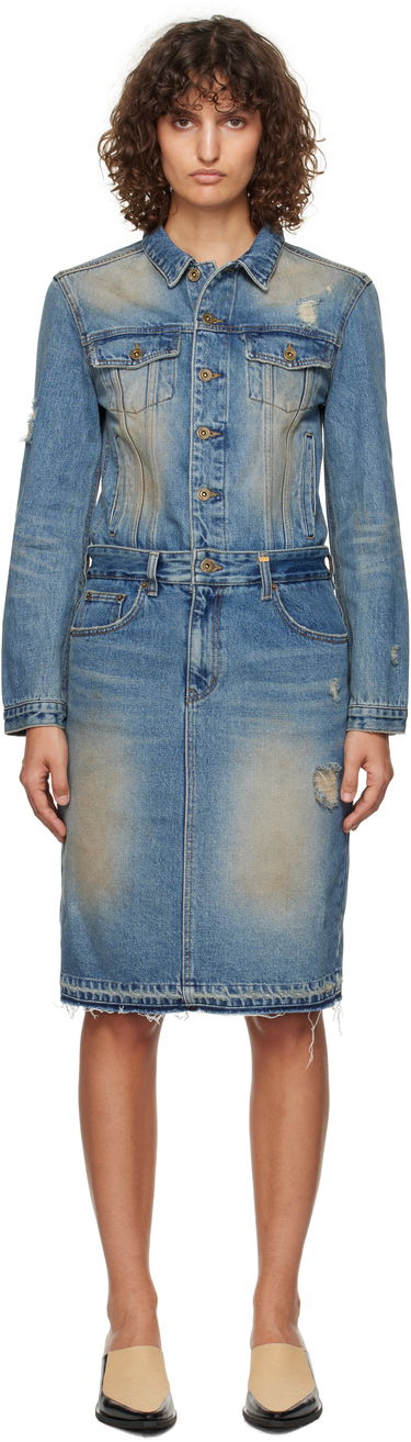 Pокля We11done We11done Washed Denim Midi Dress Синьо | WD-DO3-24-304-W-BL, 0