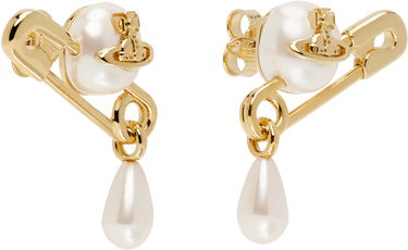 Обеци Vivienne Westwood Vivienne Westwood Claude Small Pearl Safety Pin Stud Earrings Металик | 62010363-02R107-, 1